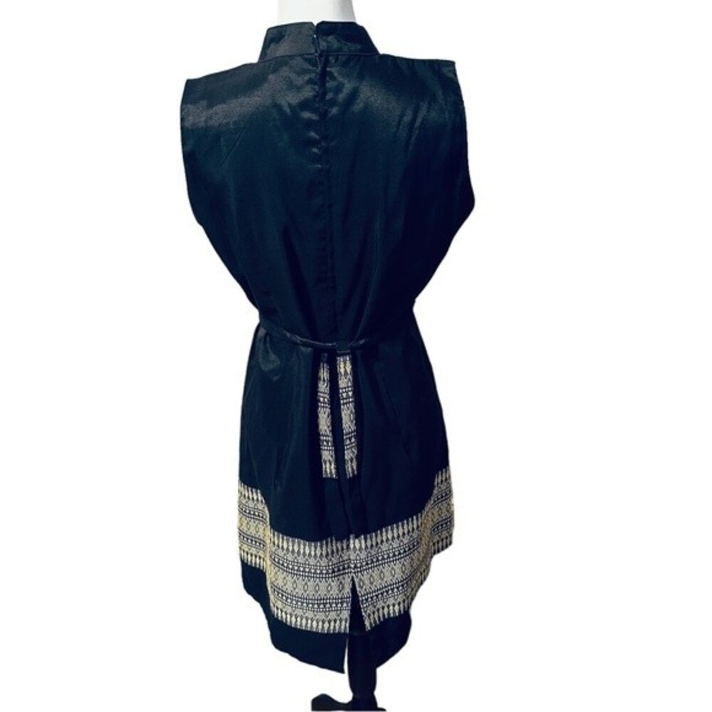 King Thai Silk Black Gold Dress Sz XL - Picture 10 of 13